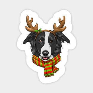 Border Collie Christmas Reindeer Antlers Dog Xmas Magnet