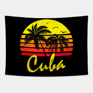 Cuba Retro Sunset Tapestry