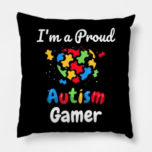 Im A Proud Autism Gamer  Kids Youth Heart Pillow