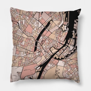 Copenhagen Map Pattern in Soft Pink Pastels Pillow