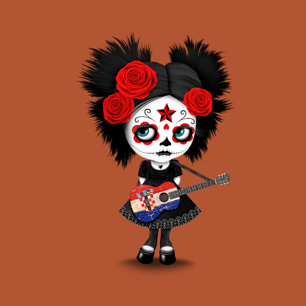 Sugar Skull Girl Playing Croatian Flag Guitar by jeffbartels