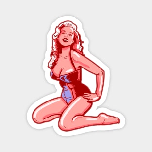 Pink Bombshell pin up girl Magnet