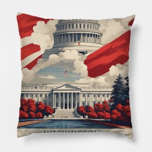 Washington DC United States of America Tourism Vintage Poster Pillow