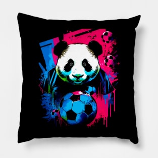 Soccer Panda - Soccer Futball Football - Graphiti Art Graphic Paint Pillow