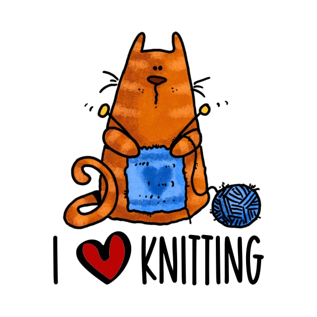 I Love Knitting (Ginger Kitty) by Corrie Kuipers