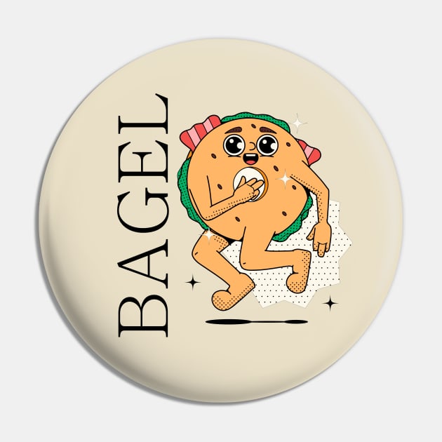 Hand Drawn Bagel Fun Pin by Mako Design 