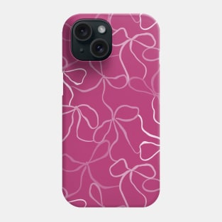 Coquette Pink Bows on a dark pink background pattern Phone Case