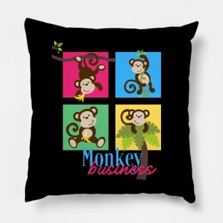 Monkey Business Funny Design For Animal Lovers Pillow