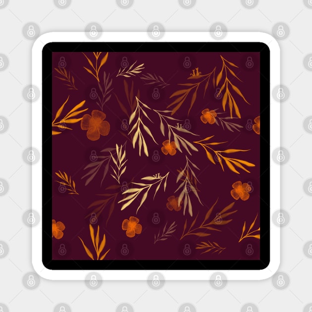 Autumn Floral pattern Magnet by Kcinnik