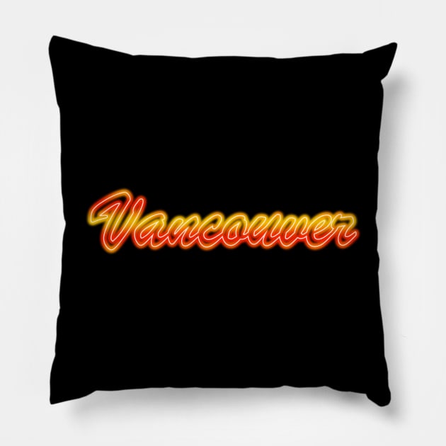 Neon Hockey City Vancouver in 1992 Retro Colors Pillow by gkillerb