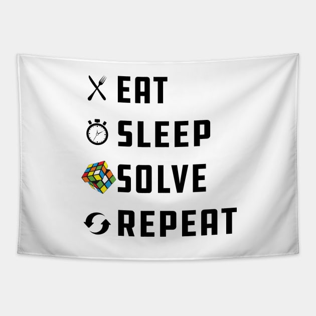 Rubik Cube - Eat Sleep Solve Repeat Tapestry by KC Happy Shop