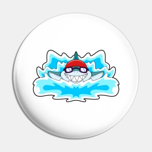 Shark at Swimming with Swimming goggles Pin