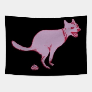 Pink Pooping Dog Tapestry