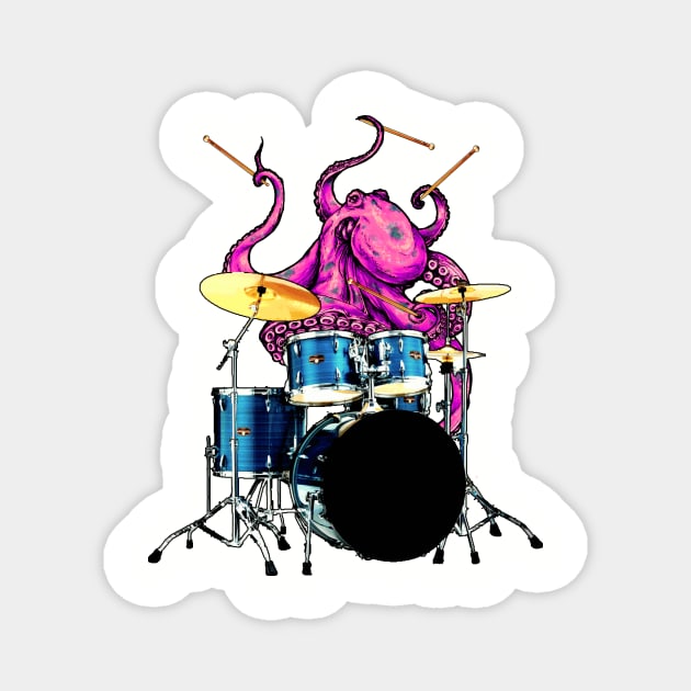 Drummer giant octopus Sticker Magnet by chompra