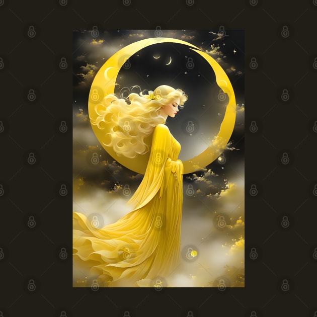 Yellow moon girl by Spaceboyishere