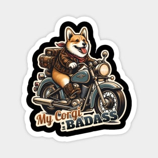 Corgi Biker Magnet