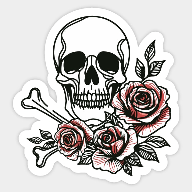 Stickers SKULL & CROSSBONES - red