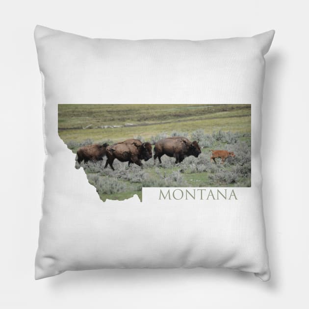 Montana Bison Herd Pillow by Whisperingpeaks