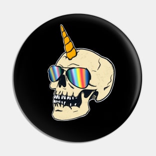 Funky Skull Unicorn Rainbow Sunglasses Pin