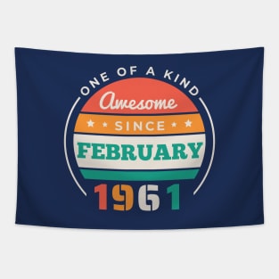 Retro Awesome Since February 1961 Birthday Vintage Bday 1961 Tapestry