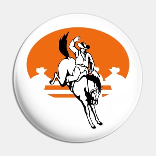 Cowboy Riding Bucking Bronco Retro Pin