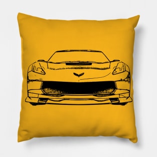 Corvette C7 Black Sketch Pillow