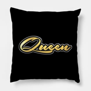 Shiny black and Gold QUEEN word ver6 Pillow