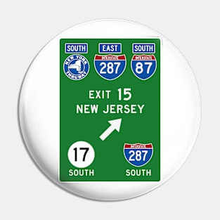 New York Thruway Southbound Exit 15: Route 17 Interstate 287 to New Jersey Pin