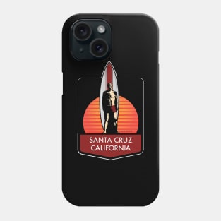 Santa Cruz California Surfer Statue Bill Lidderdale Sticker Sunset Red Phone Case