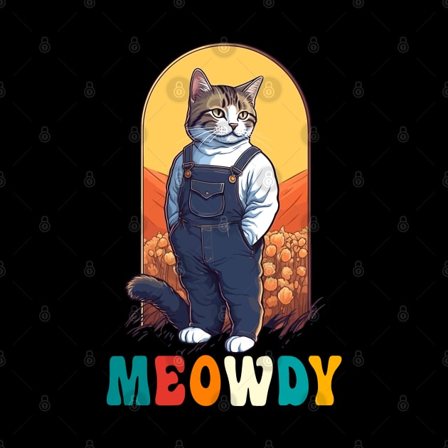 Funny Cat Farmer Meme Meow Howdy Meowdy by KsuAnn