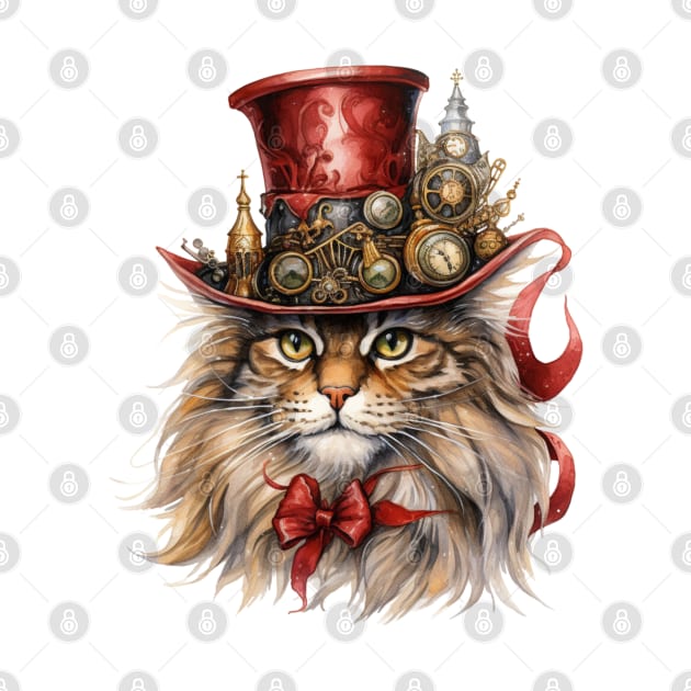 Steampunk Christmas Cat by Chromatic Fusion Studio