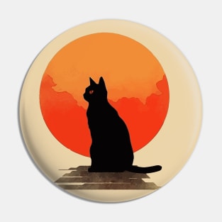 Japanese minimalist cat poster Pin