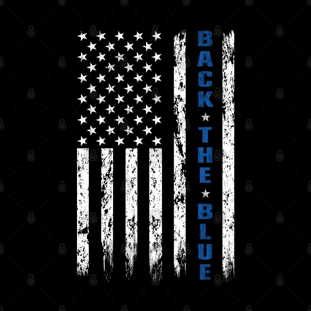 Back The Blue Thin Blue line American Flag police support by Davishasari