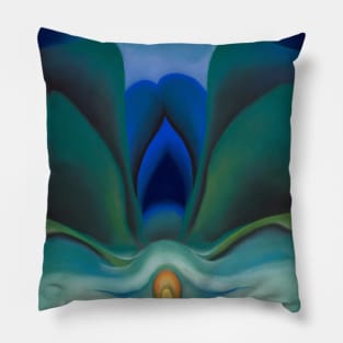 High Resolution Georgia O'Keeffe Painting Blue Flower 1918 Pillow