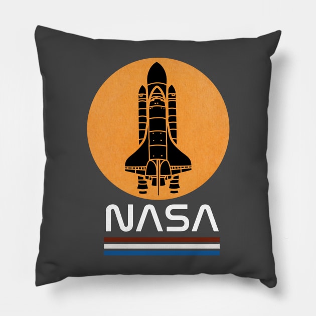 NASA RETRO VINTAGE SPACE SHUTTLE LAUNCH Pillow by Teessential