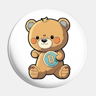 Cartoon Teddy Bear with a Bitcoin Coin - A Must-Have for Cryptocurrency Fans! Pin