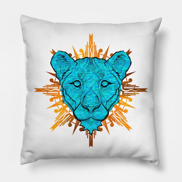 Lion Colorful Tattoo Pillow by Mai-Hime 