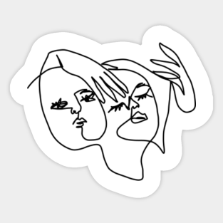 Single Line Art Stickers Teepublic