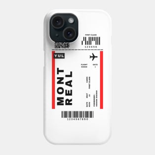 Montreal Boarding Pass Québec Canada YUL Destination Ticket Phone Case