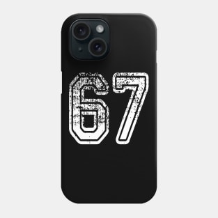 Number 67 Grungy in white Phone Case