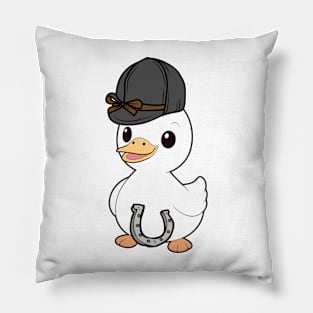 Funny duck is ready to ride a horse Pillow