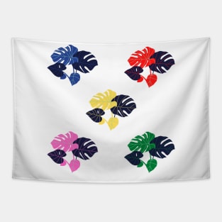 colored tropical leaves design Tapestry