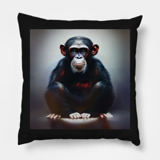 Grumpy Young Chimpanzee Art Pillow