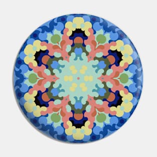 Retro Mandala Flower Blue Pink and Yellow Pin