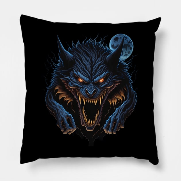 Halloween werewolf shirt Pillow by Crostreet