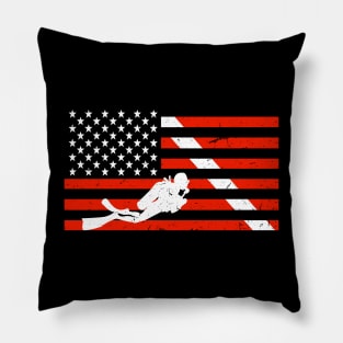 Distressed Diver Down Dive Flag Scuba Diving American Flag Pillow