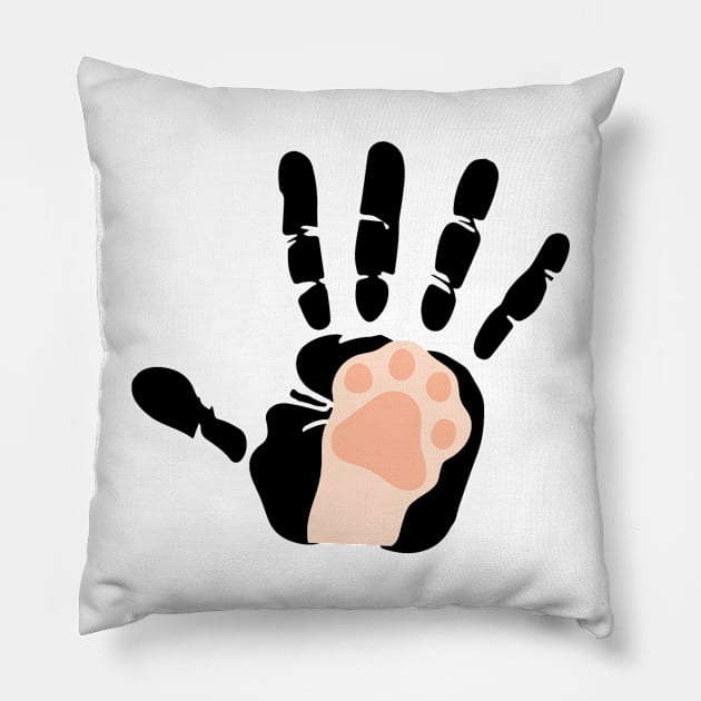 cat paw and hand Pillow by Amadej