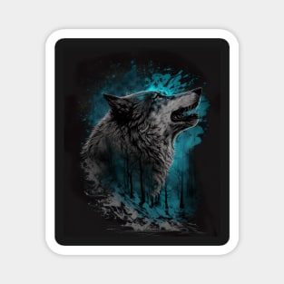 Wolf with blue sky Magnet