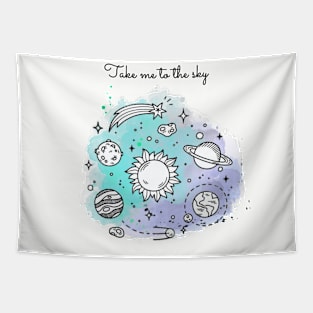 Aesthetic space doodles motivation Tapestry