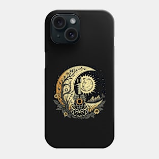 Cottagecore Acoustic Guitar With Moon, Sun And Stars Phone Case